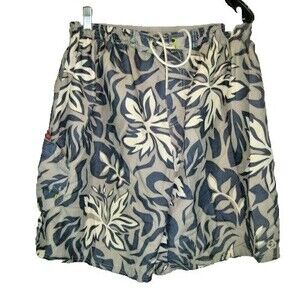 Mens Ocean Pacific Gray Floral Aloha Swim Board Shorts sz L  x 10